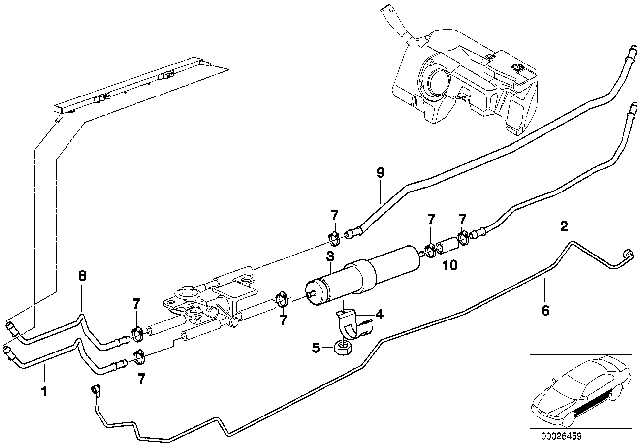 1997 BMW Z3 Fuel Feed Line Diagram for 16121182789