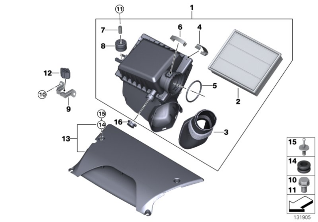 2004 BMW X5 Intake Silencer / Filter Cartridge Diagram