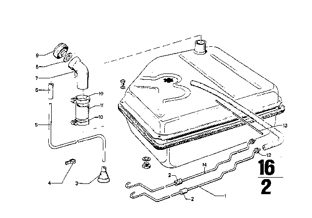 1971 BMW 2800CS Return Pipe Diagram for 16121107875