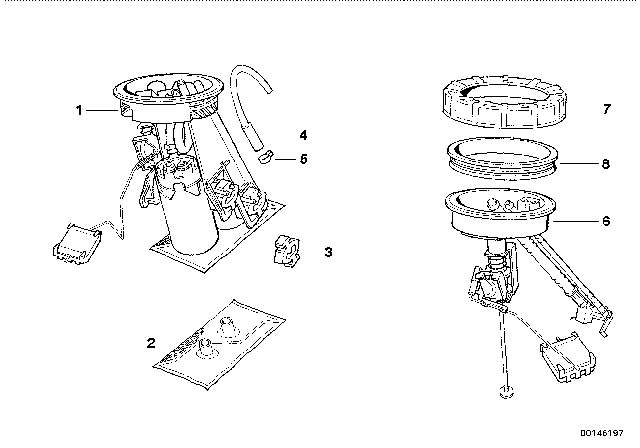 1995 BMW 850Ci Fuel Pump And Fuel Level Sensor Diagram