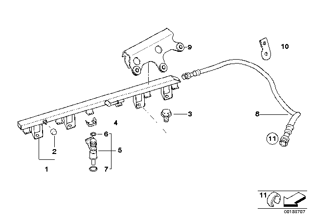 2010 BMW 528i xDrive Fuel Injection System / Injection Valve Diagram