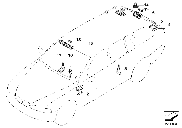 2003 BMW 540i Lens For Registration Plate Illumination Diagram for 51138236878