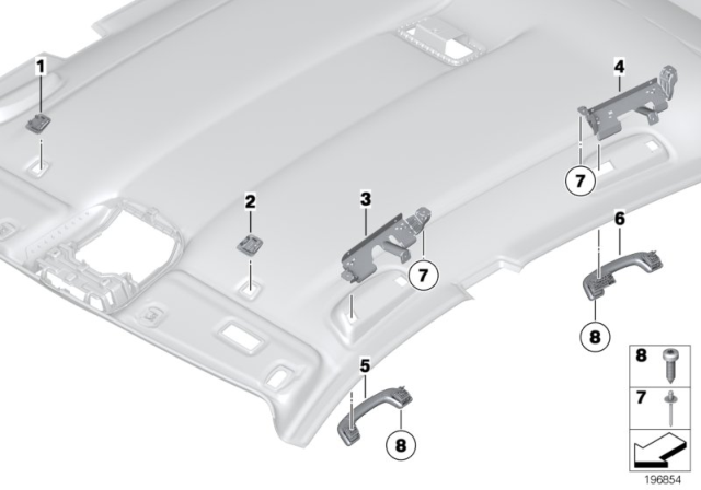 2012 BMW 535i GT xDrive Mounting Parts, Roofliner Diagram