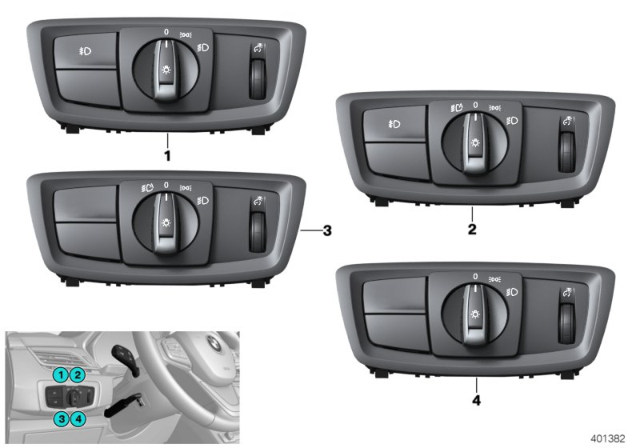 2016 BMW X1 Control Element Light Diagram