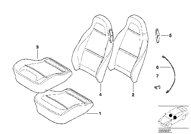 2000 BMW Z3 Seat Cover Vinyl Diagram for 52108410251