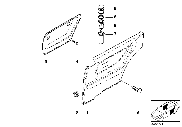 1995 BMW 318ti Lateral Trim Panel Rear Right Diagram for 51438187322