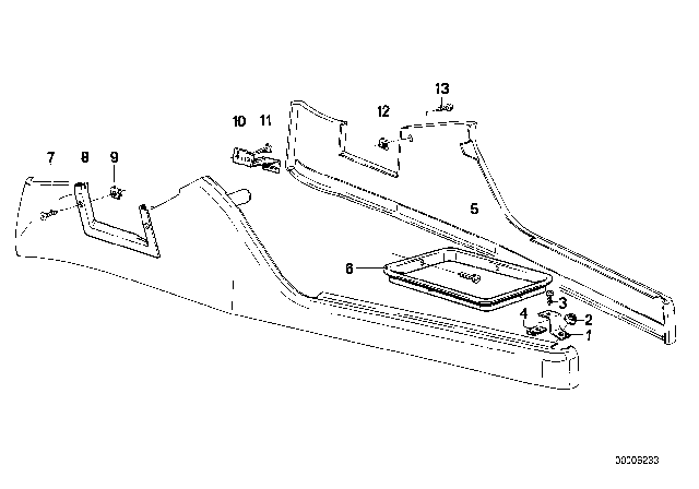 1985 BMW 735i Storing Partition Mounting parts Diagram
