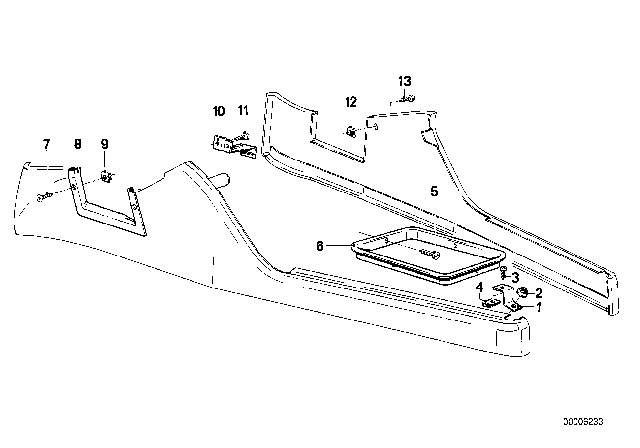 1981 BMW 733i Storing Partition Mounting parts Diagram