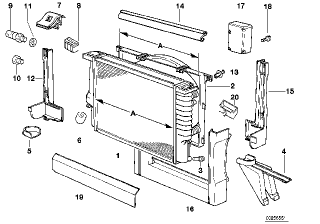 1994 BMW 530i Radiator / Frame Diagram