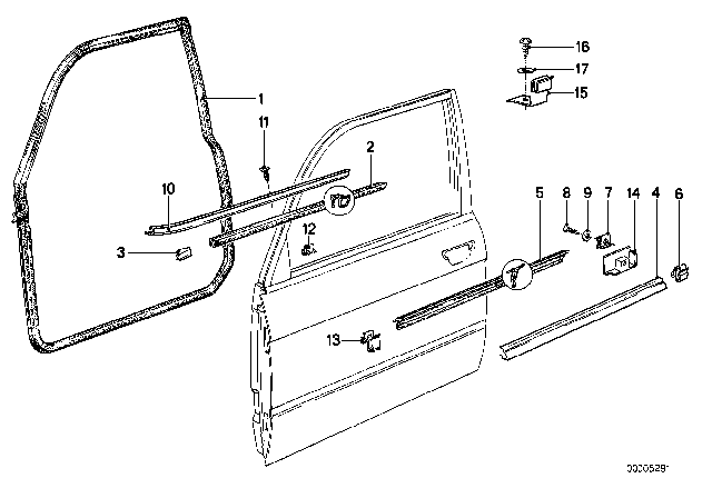 1987 BMW 528e Door Weatherstrip Diagram 1