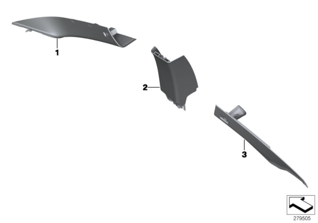 2015 BMW 640i Individual A, B, C Pillar Trim Panel Diagram