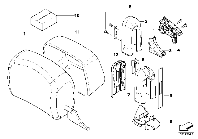 2005 BMW 645Ci Cover, Headrest Right Diagram for 52107219582