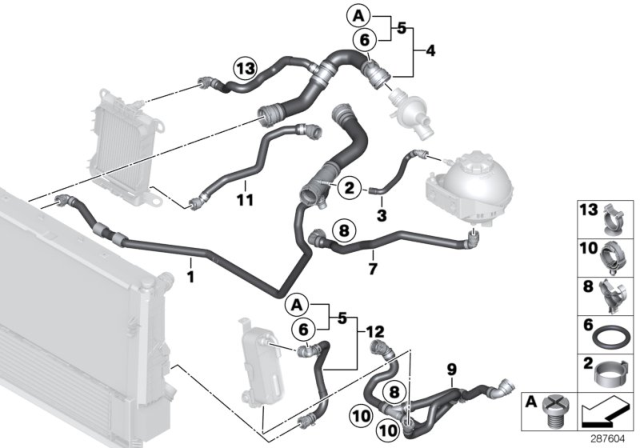 2015 BMW 328i xDrive Cooling System Coolant Hoses Diagram 3