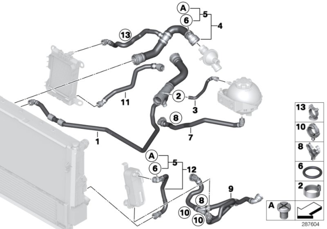 2016 BMW 328i Cooling System Coolant Hoses Diagram 2