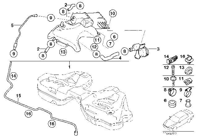 2007 BMW 750Li Expansion Tank / Activated Carbon Container Diagram 1