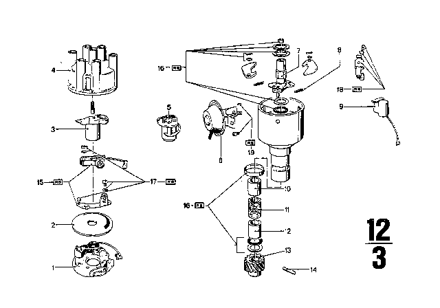 1969 BMW 2800CS Distributor - Single Parts Diagram
