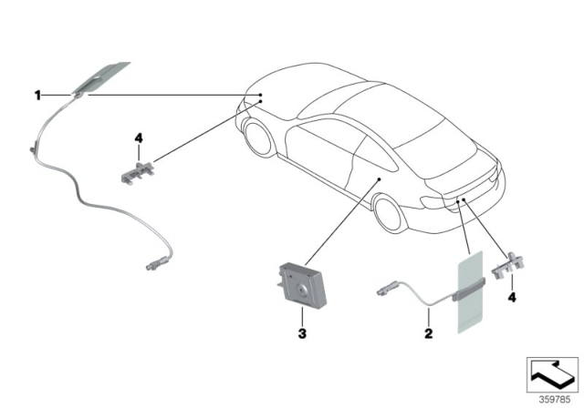 2019 BMW M4 Single Parts, Telephone Aerial Diagram