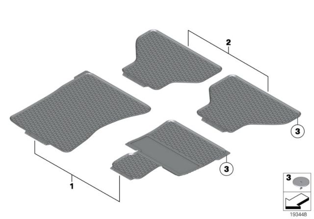 2009 BMW X5 Floor Mats Diagram 1
