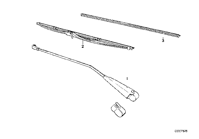 1978 BMW 633CSi Right Wiper Arm Diagram for 61611361434