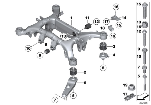 2011 BMW 535i xDrive Rear Axle Carrier Diagram