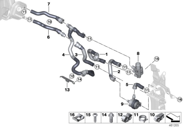 2017 BMW 330e COOLANT HOSE FUEL RETURN 1 Diagram for 64219329658