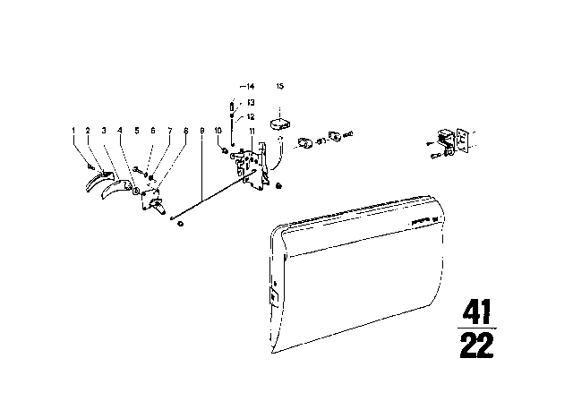 1970 BMW 2002 Front Door Control / Door Lock Diagram 1