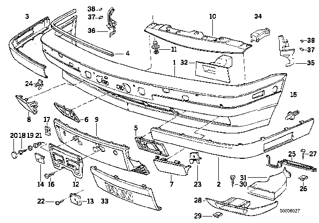 1994 BMW 525i Trim Panel, Bumper Diagram