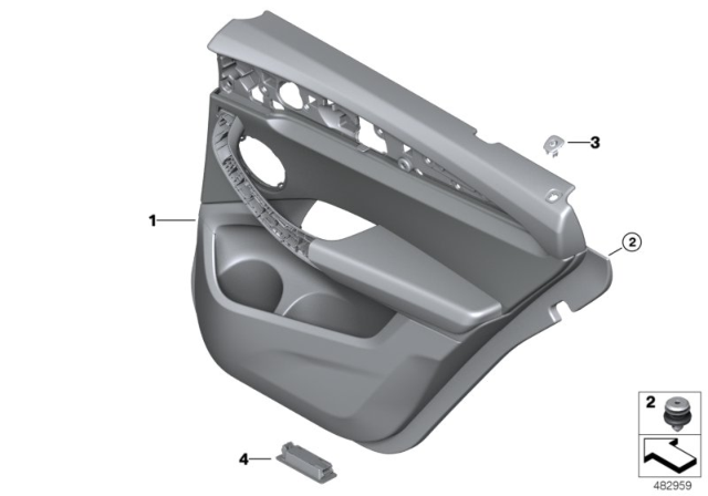 2018 BMW X3 Door Trim, Rear Diagram