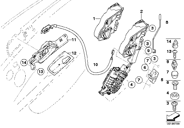 2011 BMW X6 Locking System, Door Diagram 2