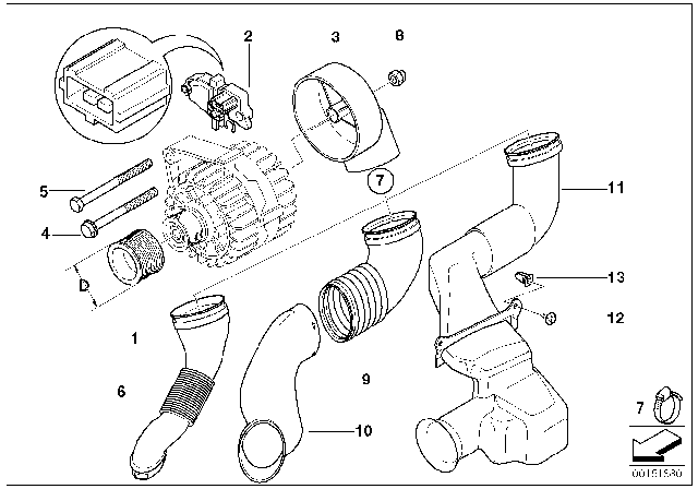 2001 BMW Z3 Alternator Single Parts Diagram