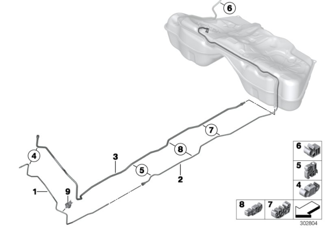 2014 BMW M6 Fuel Pipe And Mounting Parts Diagram