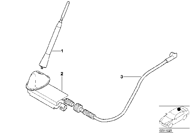 1999 BMW Z3 M Roof Antenna Base Diagram for 65218401358