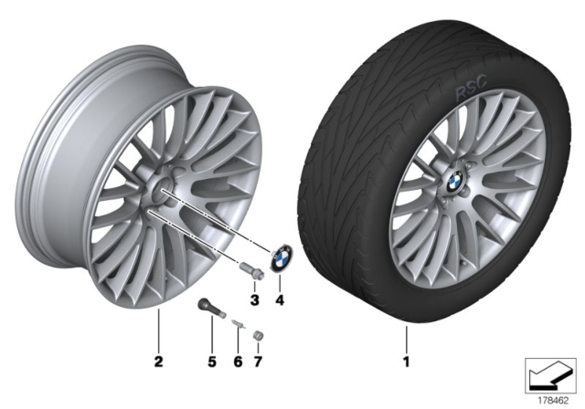 2016 BMW 535d BMW LA Wheel, Cross-Spoke Diagram