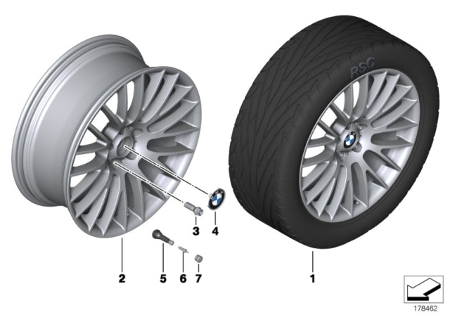 2012 BMW 650i xDrive BMW LA Wheel, Cross-Spoke Diagram