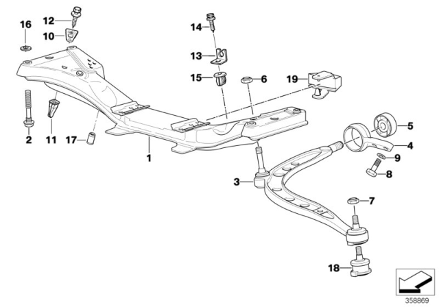 1999 BMW M3 Front Axle Support / Wishbone Diagram