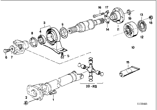 1990 BMW 525i Drive Shaft-Center Bearing-Constant Velocity Joint Diagram 2