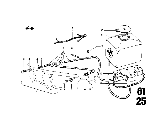 1970 BMW 2002 Headlight Cleaning System Diagram 1