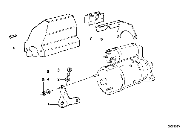 1990 BMW 750iL Starter Mounting Parts Diagram