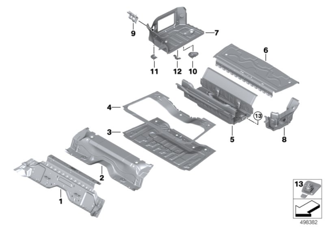 2020 BMW M340i Mounting Parts For Trunk Floor Panel Diagram