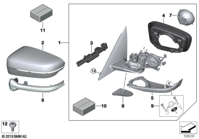 2019 BMW M850i xDrive Outside Mirror Diagram