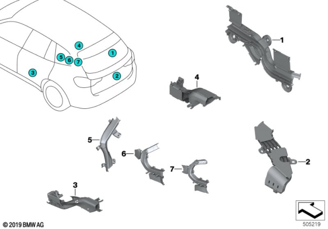 2019 BMW X4 Wiring Harness Covers / Cable Ducts Diagram 3