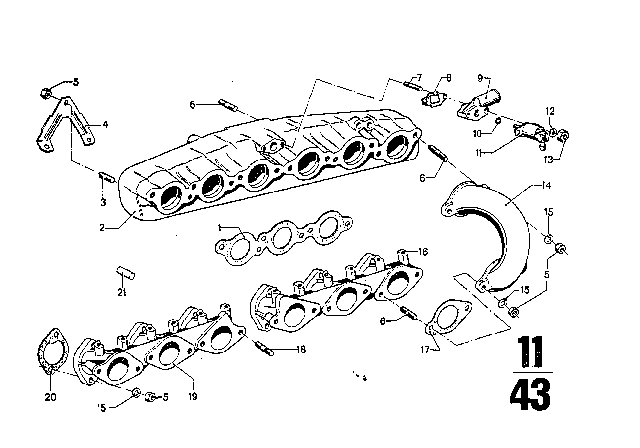1975 BMW 3.0Si Suction Pipe Diagram for 11611256567