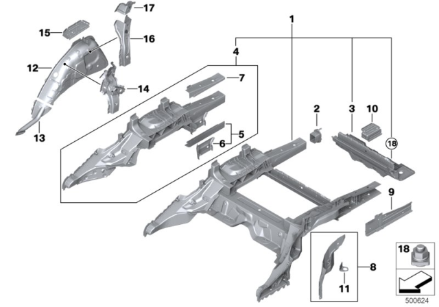 2018 BMW 640i xDrive Gran Turismo REINFORCEMENT WHEEL WELL TOP Diagram for 41007485255