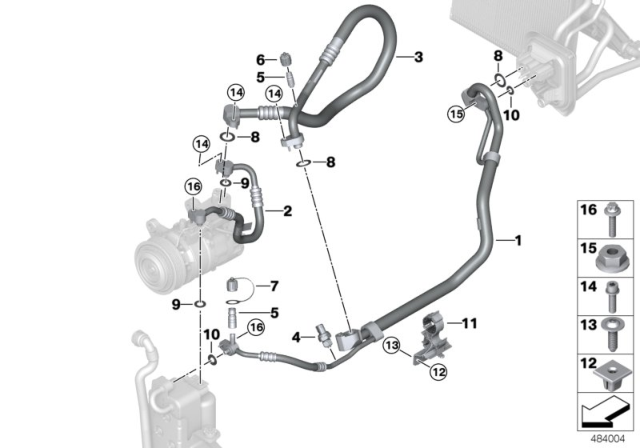 2019 BMW X4 Suction Pipe Evaporator-Compressor Diagram for 64539354542