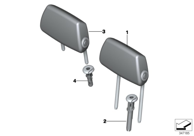 2013 BMW 335i xDrive Rear Seat Head Restraint Diagram 2