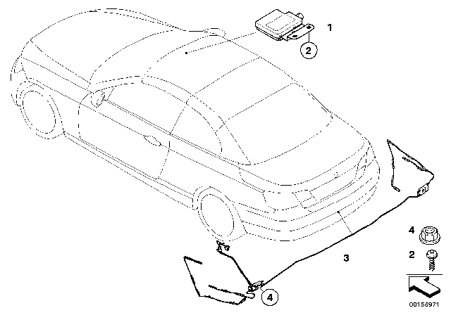 2012 BMW 328i Single Parts, GPS/TV Aerials Diagram