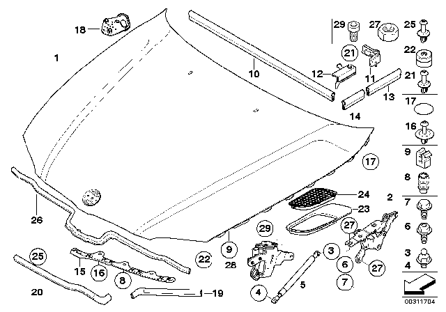 2012 BMW 128i Sealing, Upper Part Of The Hood, Left Diagram for 51767140585