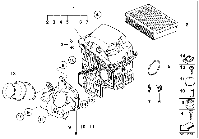 2004 BMW 760Li Intake Silencer / Filter Cartridge Diagram