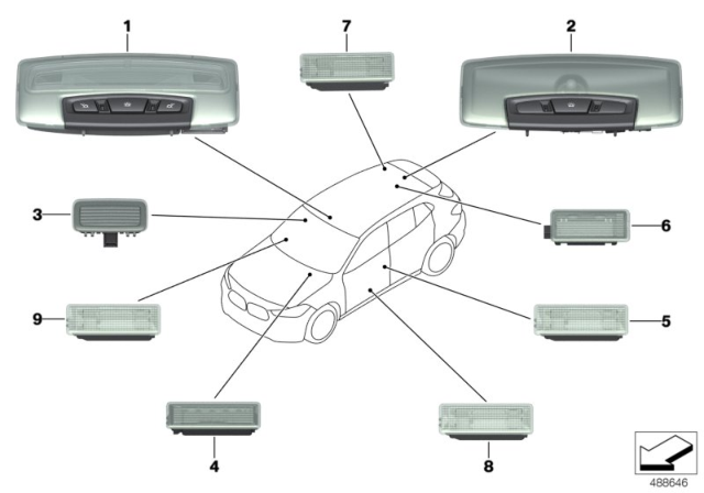 2019 BMW X2 Various Lamps Diagram