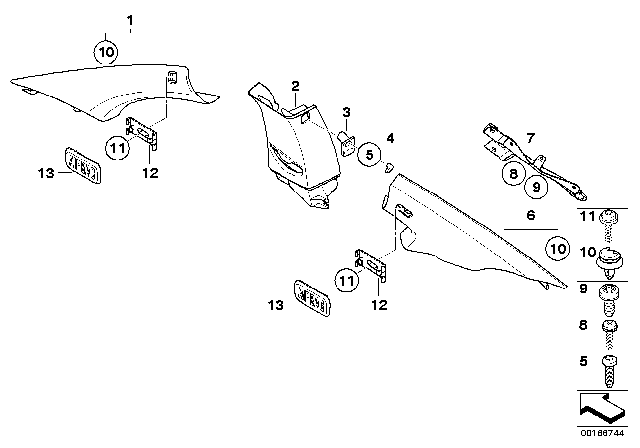 2009 BMW 128i Trim Panel Diagram